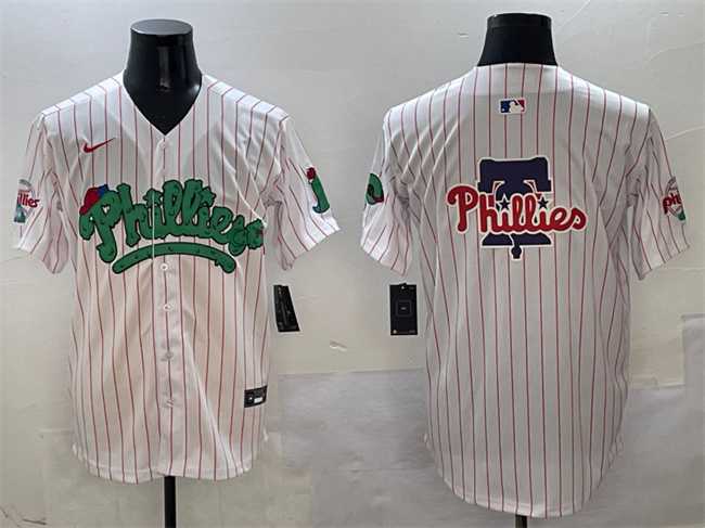 Mens Philadelphia Phillies Team Big Logo White Phanatic Limited Stitched Jersey
